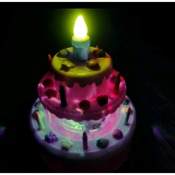 Đồ Chơi Bánh Sinh Nhật 3 Tầng Có Đèn Nhạc, Di Chuyển, đáng yêu Cho Bé Yêu