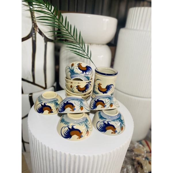 Chén Cơm 12cm Vẽ Tay Hoạ Tiết Gà Cao Cấp