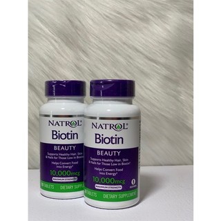 Viên đẹp da tóc và móng Natrol Biotin Beauty 10000mcg Hộp 100 viên