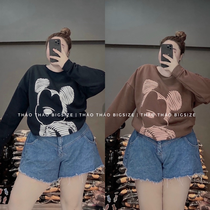 Áo nỉ tay dài míc ky bigsize - MÚP BIGSIZE 60-100KG