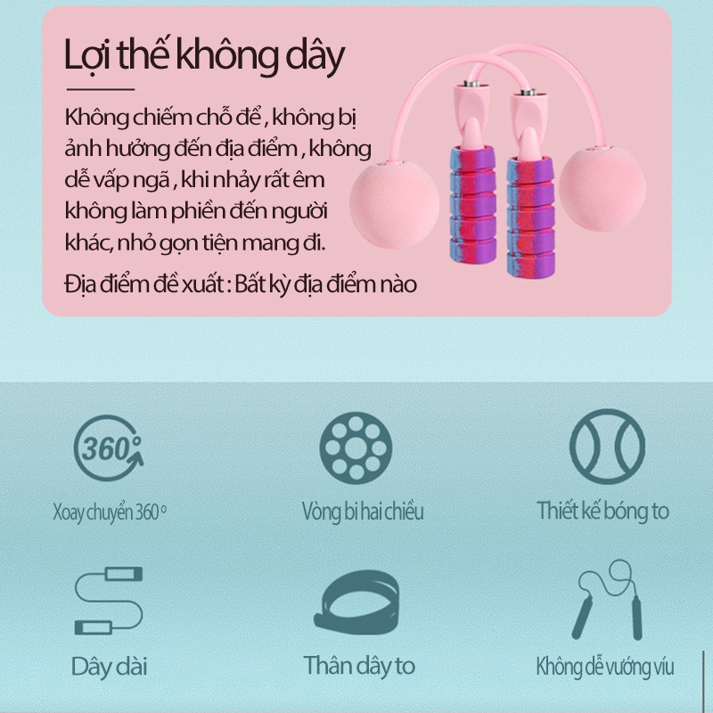 Dây Nhảy Không Dây Có Bóng Lớn Giảm Cân Tập Thể Dục Tiện Lợi Trong Không Gian Hẹp Với Tay Cầm Chống Trượt DN15