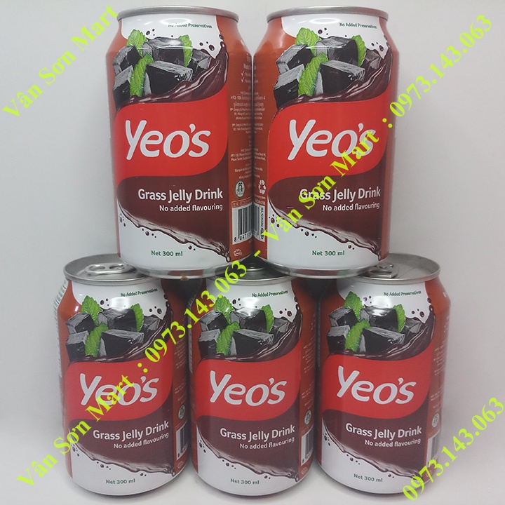 05 Lon Nước Sương Sáo Yeo's 300ml - Grass Jelly Drink - YHS Cambodia