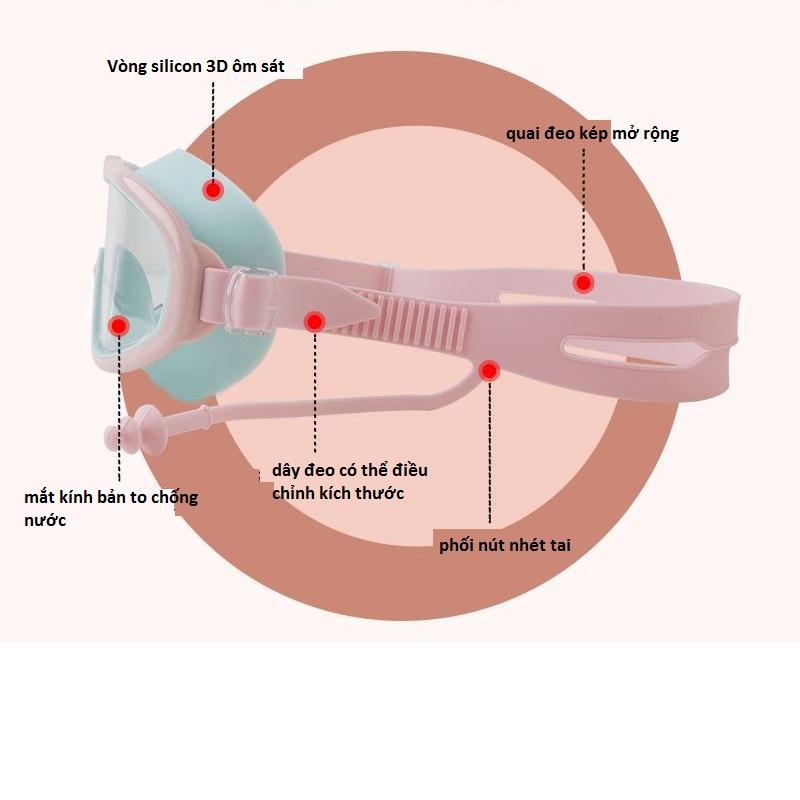 Kính Bơi Ngăn Nước Và Chống Sương Mù Gọng Lớn cho bé