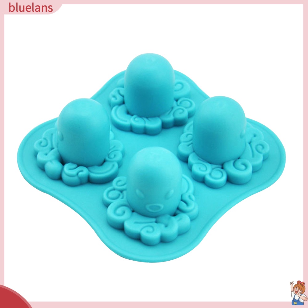 Khuôn silicone làm đá cục hình bạch tuộc 4 ngăn
