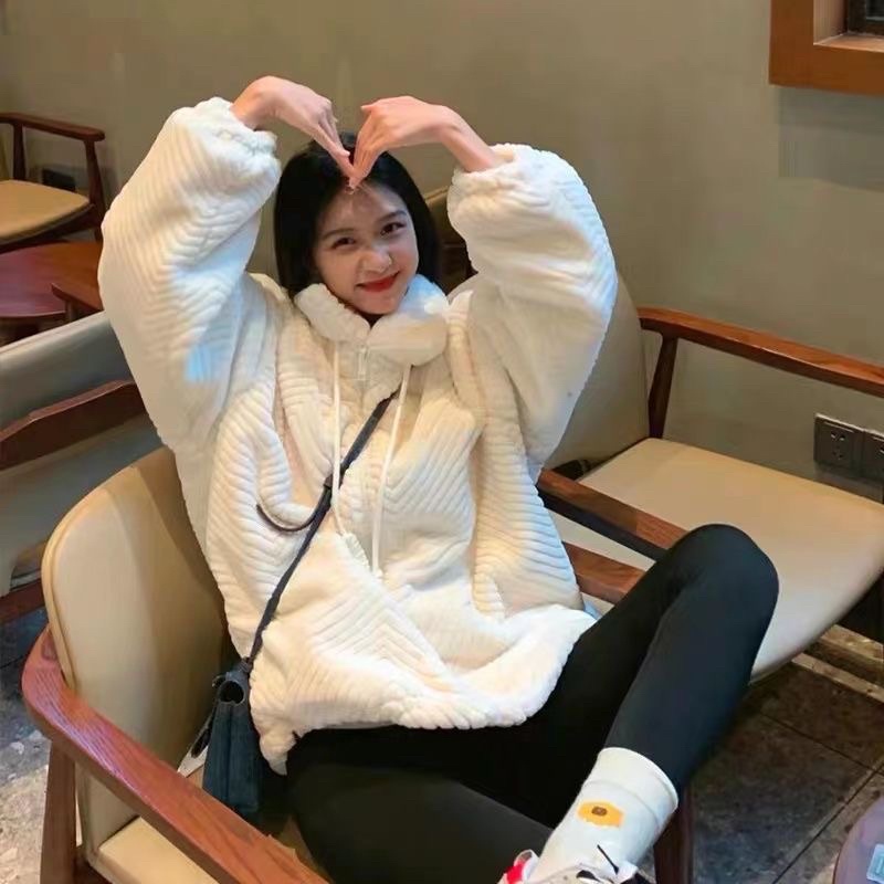 SẴN L Áo Khoác Lông Mùa Đông Dày Hai Lớp