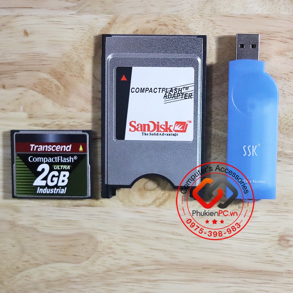 Thẻ nhớ Compact Flash CF card công nghiệp industrial Transcend 2GB chuyên dùng cho máy CNC, PLC, cơ khí chính xác
