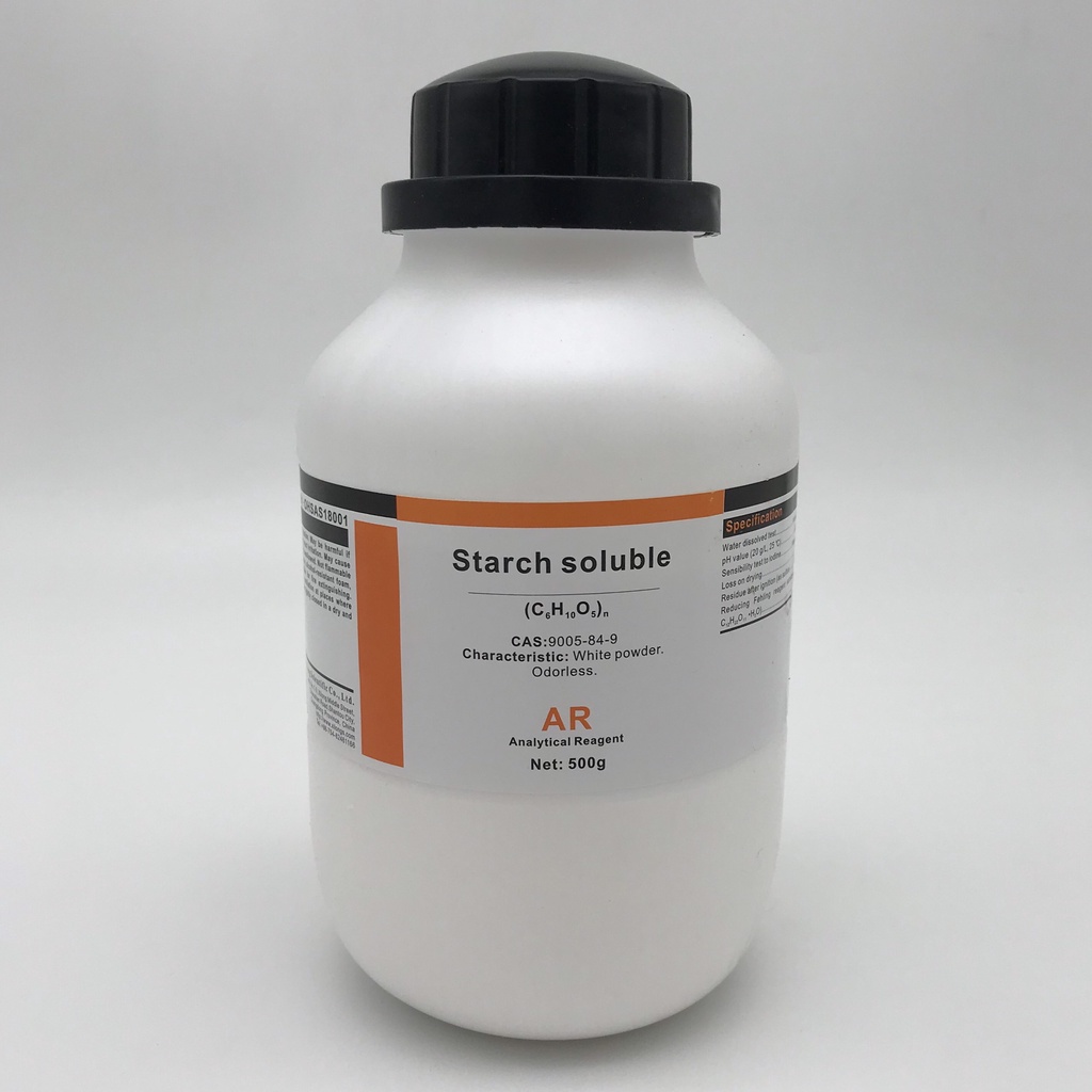 Tinh bột tan (Starch soluble, AR, Chai 500G, Xilong, Cas 9005-84-9)