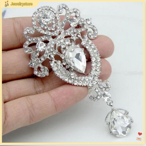 Ghim Cài Áo Hình Hoa Lớn Đính Đá Pha Lê Cho Cô Dâu