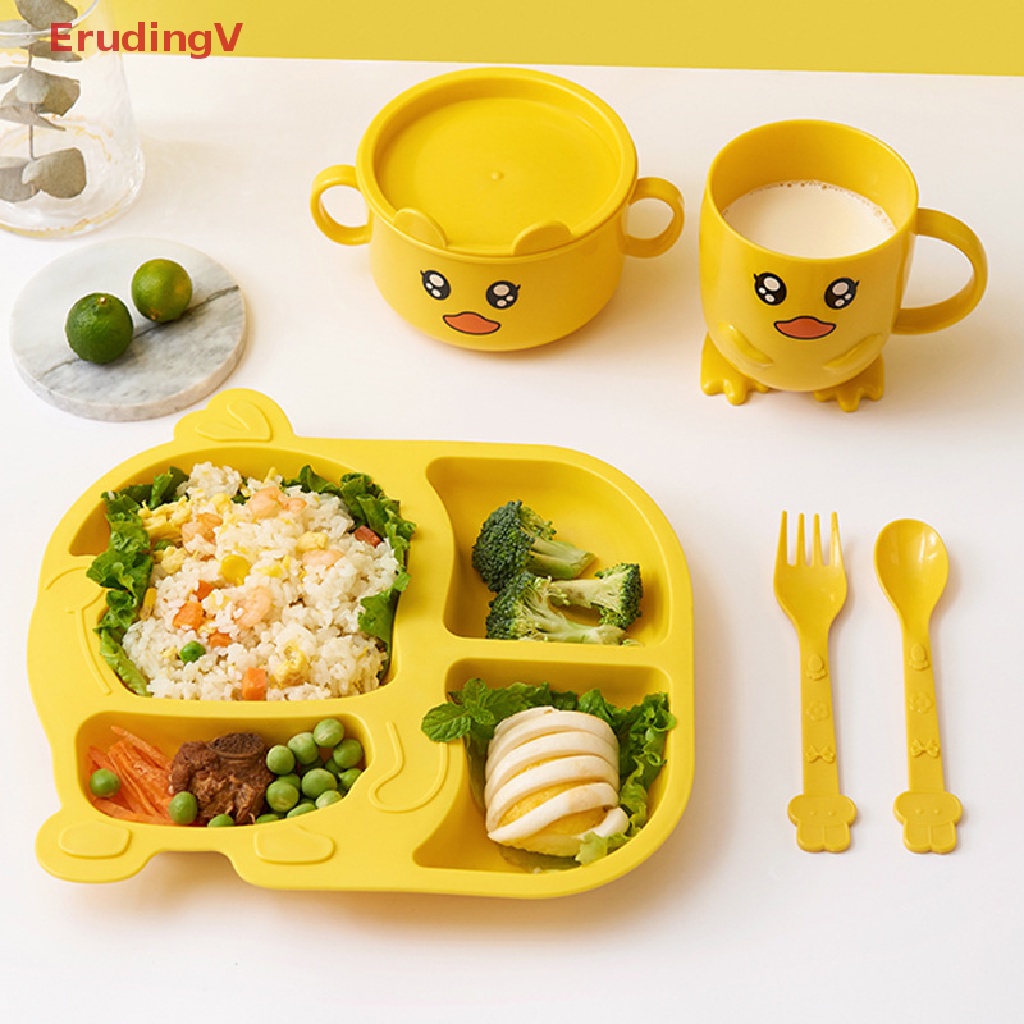 Bộ Dụng Cụ Ăn Uống Hình Vịt Vàng Hoạt Hình Dành Cho Trẻ Em