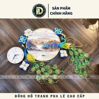 Đồng hồ treo tường con chim công tài lộc chính hãng d1 home kim trôi trang trí tường decor - 28v2