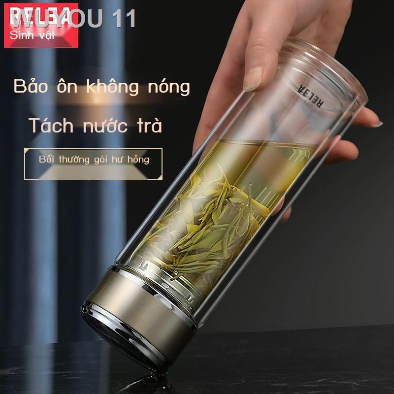 ○✜Ly tách trà cao cấp sinh học dày đựng nước hai lớp nam chịu nhiệt cầm tay