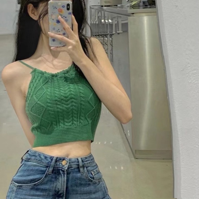 IELGY    Áo Dệt Kim Hai Dây Cột Dây Thời Trang Quyến Rũ Cho Nữ