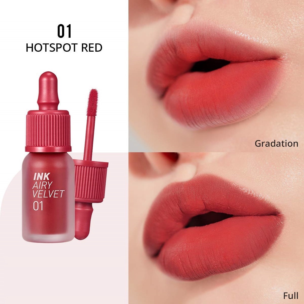 Son Kem Lì Peripera Ink Airy Velvet Lip Tint Màu 01 Hotspot Red (Đỏ hồng)
