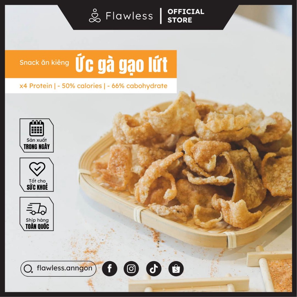 Snack Ức gà gạo lứt dùng thử Flawless Ăn ngon | Thực phẩm healthy, đồ ăn kiêng eatclean, tăng cơ, giảm mỡ, giảm cân