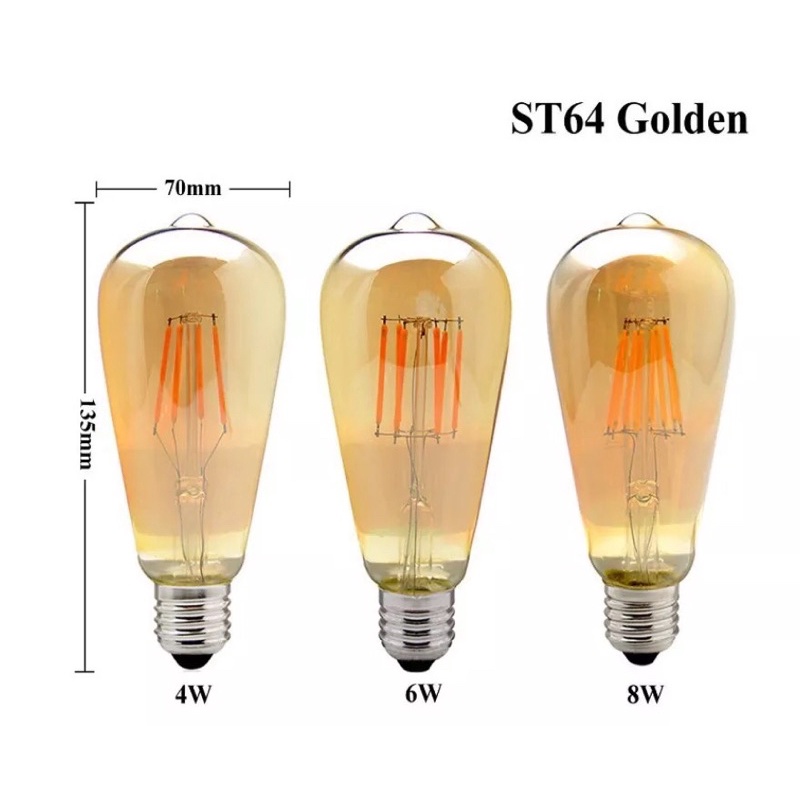 Bóng đèn led thuỷ tinh edison st64 4w 6w 8w lắp đèn trang trí quán cafe trà sữa