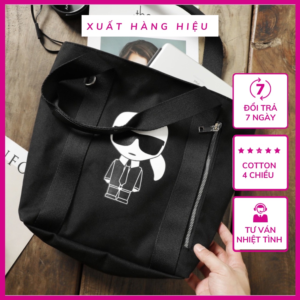 Túi xách tote Karl đen dù chống thấm túi tote nữ vải dù vnxk 2023
