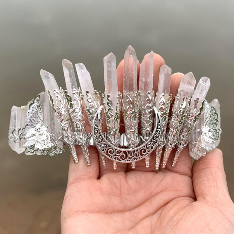 Vương Miện Đính Đá Pha Lê Hình Mặt Trăng / Bướm Bằng Kim Loại Thủ Công Phong Cách Boho Đẹp Mắt Dành Cho Hóa Trang