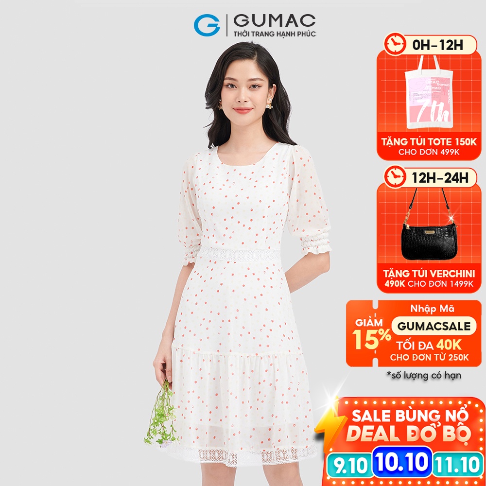 Đầm hoa tay lỡ GUMAC DC09079
