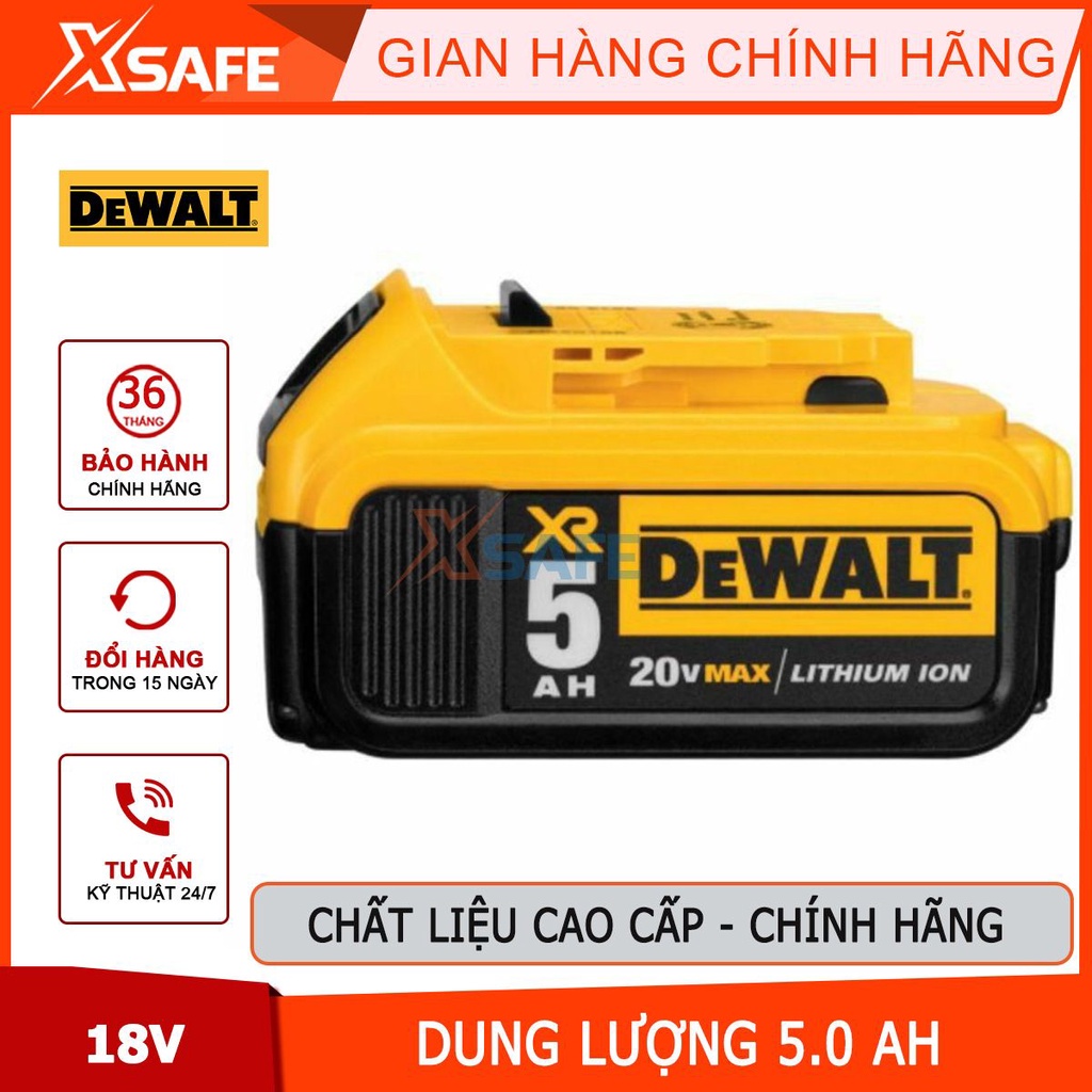 Pin li-ion Dewalt DCB184-B1 điện áp 18V, dòng nạp 5.0Ah, chất liệu cao cấp độ bền cao, dùng cho tất cả các loại máy khoa