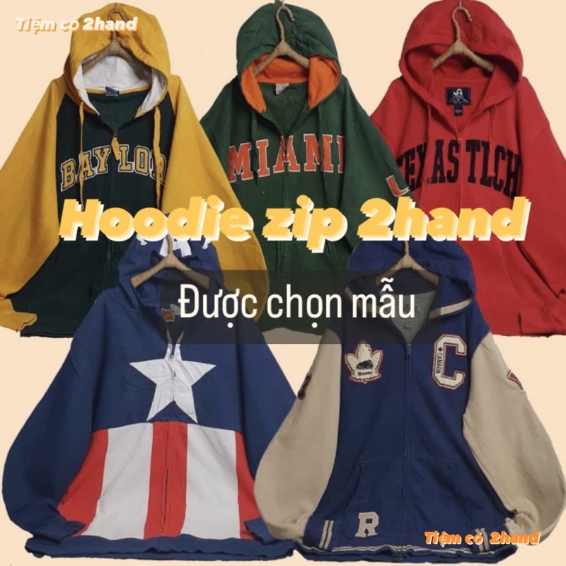 Áo hoodie zip 2hand - áo khoác dây kéo 2hand nam nữ form rộng