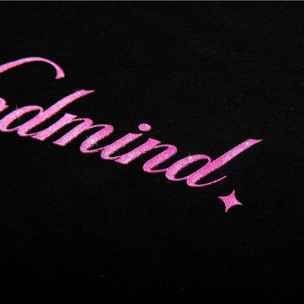 MADMIND® Chính Hãng - Áo Thun Nữ In Kim Tuyến, 100% Cotton Raglan Bling Bling Madmind Form Ôm Body Màu Đen - Tay Ngắn