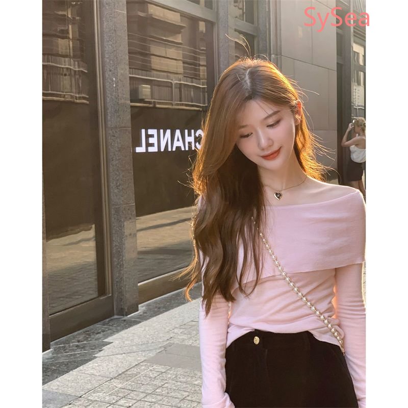 Áo Kiểu Trễ Vai Màu Sắc Trơn Phong Cách Pháp Thời Trang Mùa Thu Quyến Rũ Cho Nữ