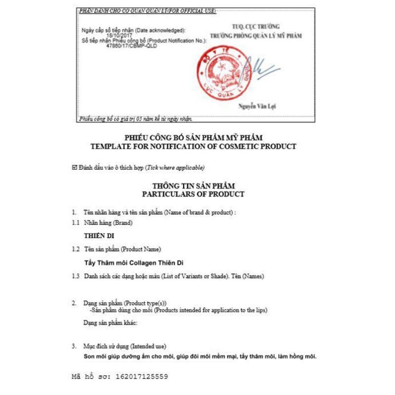 Tẩy thâm môi colagel Thiên Di, môi hết thâm,hồng hào, mềm mại