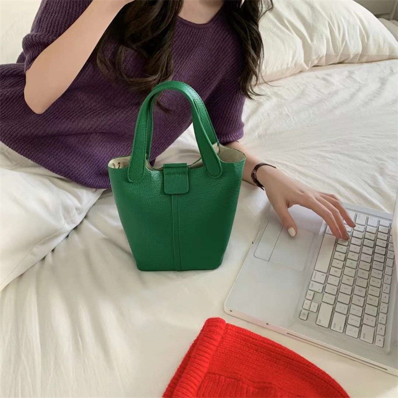 Ielgy Túi Xách Da Mềm Họa Tiết Vân Vải Phong Cách Hàn Quốc Cho Nữ