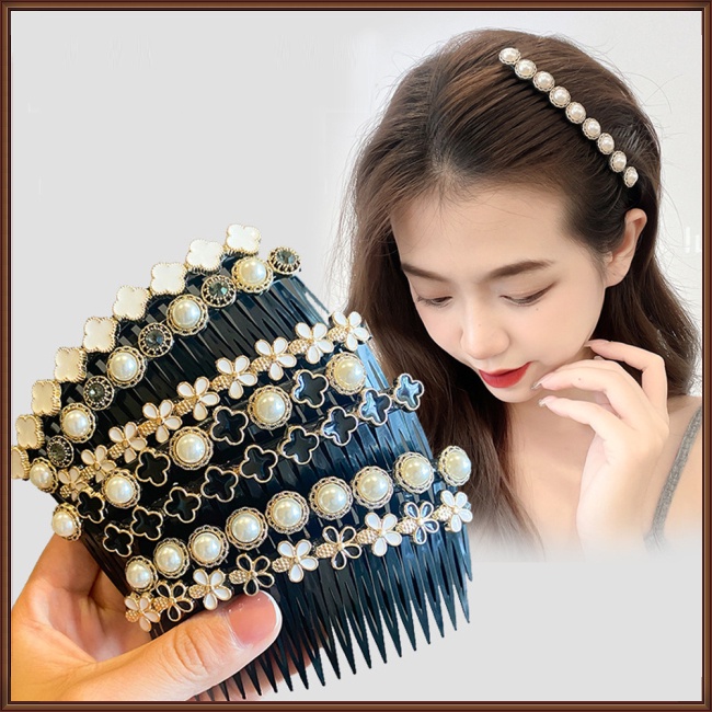 Lược Kẹp Tóc Đính Ngọc Trai Nhân Tạo Chống Trượt Tiện Dụng