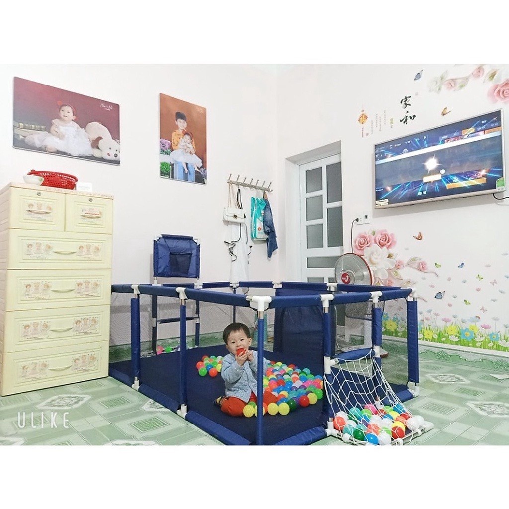 Quây nhà bóng-Quây bóng cho bé chất liệu khung gỗ an toàn chống va đập