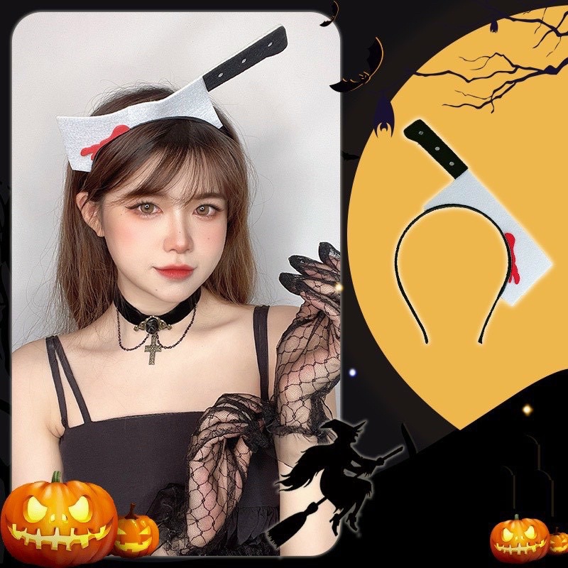 Cài tóc dao, ống tiêm độc lạ hóa trang Halloween