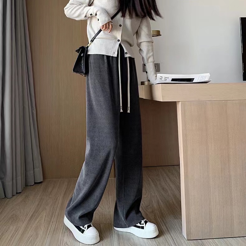 Quần dài SUXI ống rộng phối dây rút phong cách cổ điển thời trang dành cho nữ