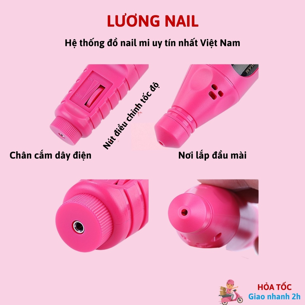 Máy mài móng nail phá gel phá móng mini tặng kèm 6 đầu mài