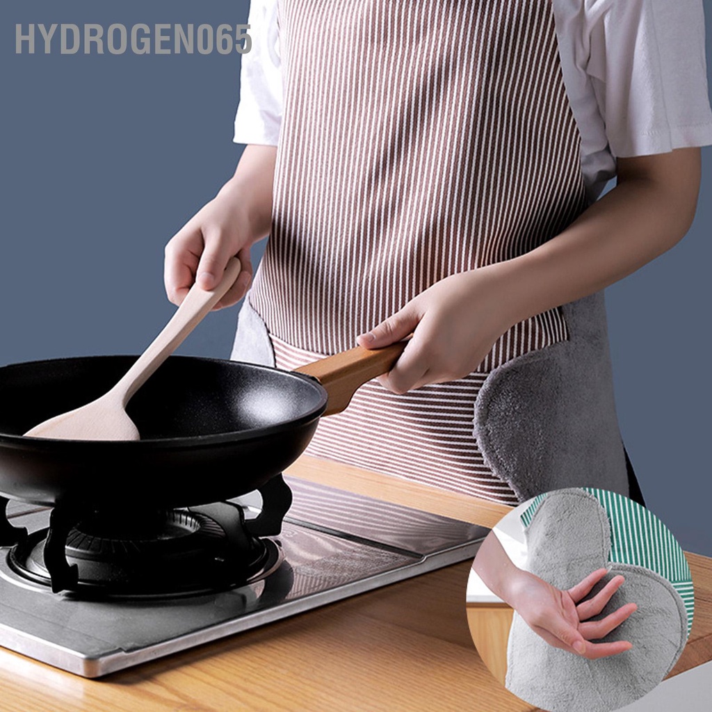 Hydrogen065 Tạp dề nhà bếp Chống thấm nước Oxford Vải Coral Fleece chống mỡ Nấu ăn thắt lưng để nấu Trang chủ