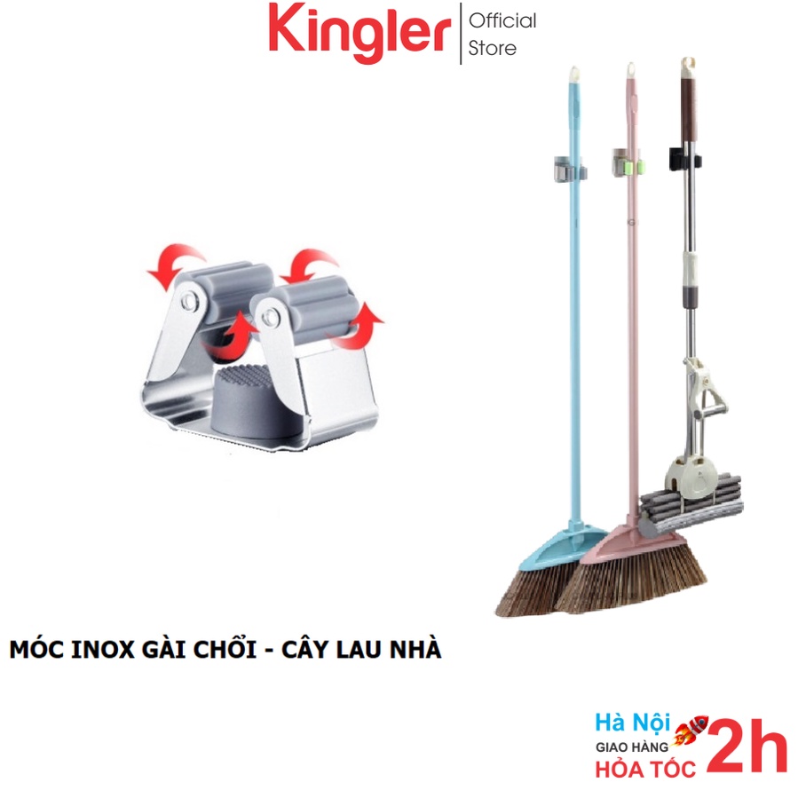 Kẹp Inox Treo Đồ, Giá Inox Treo Chổi Và Cây Lau Nhà Gắn Tường, Gọn Gàng - Ngăn Nắp, Gắn Keo Siêu Chắc. Kingler 4031