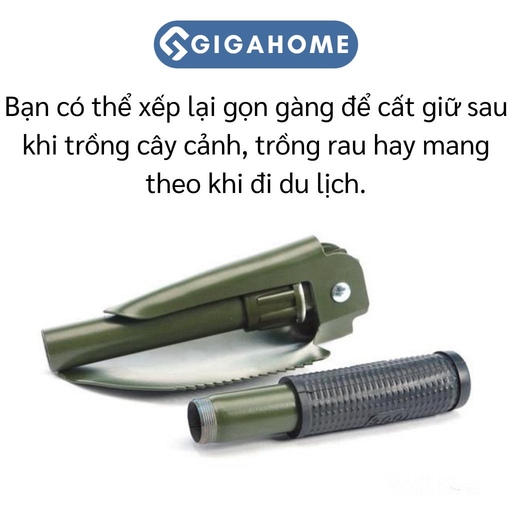 Bộ Cuốc Xẻng Gấp Gọn Làm Vườn GIGAHOME Đa Năng 4in1 Kiêm La Bàn Có Bao Đựng 3091