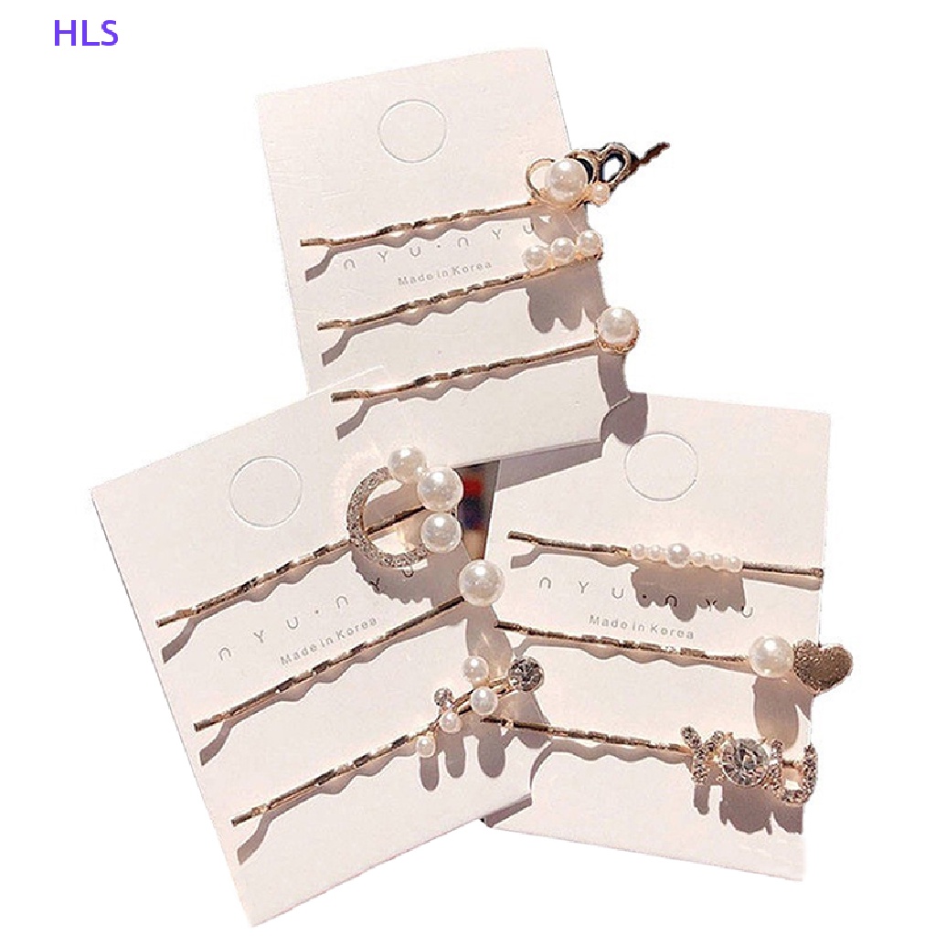 Set 3 Kẹp Tóc Đính Đá Phong Cách Hàn Quốc Cho Nữ