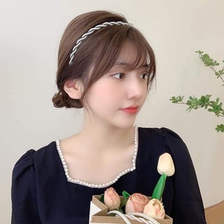 Bờm tóc phối vải lụa nhún nhiều màu phong cách Hàn Quốc