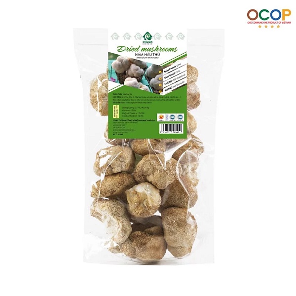 Nấm Hầu Thủ khô hữu cơ Phú Gia chuẩn Organic 100% loại gói 300gr