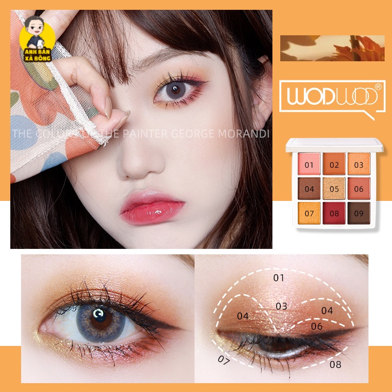 Bảng Phấn Mắt 9 Ô Màu Nhũ Lì WODWOD 9-Color Star Eyeshadow Palette W731