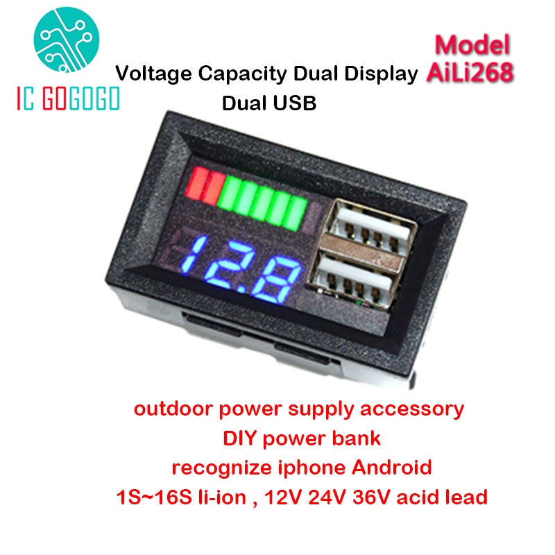 Thiết Bị Đo Điện Áp Và Dòng Điện 1S 2S 3S 4S 5S 7S 12V 24V 36V Sạc Pin Li-ion Lifepo4 Lead Acid