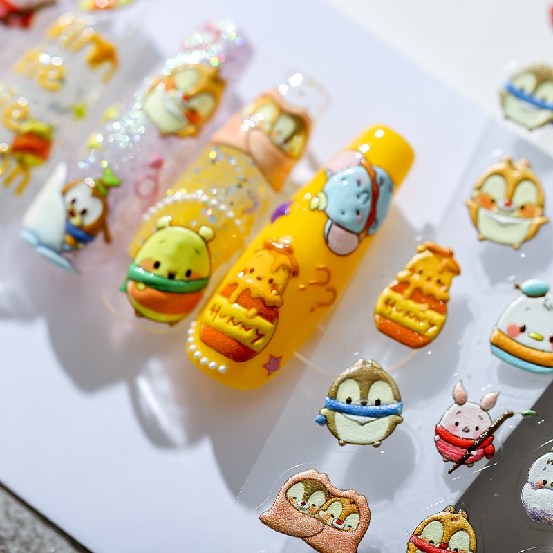 ⚡Miếng Dán Móng Tay 5D Hình Vịt Donald / Gấu Pooh / Gấu Pooh Dp Dễ Thương