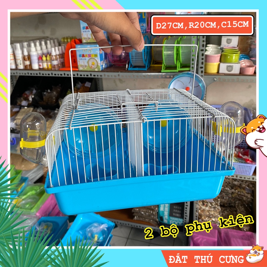 Lồng chuột Hamster 2 ngăn Full phụ kiện
