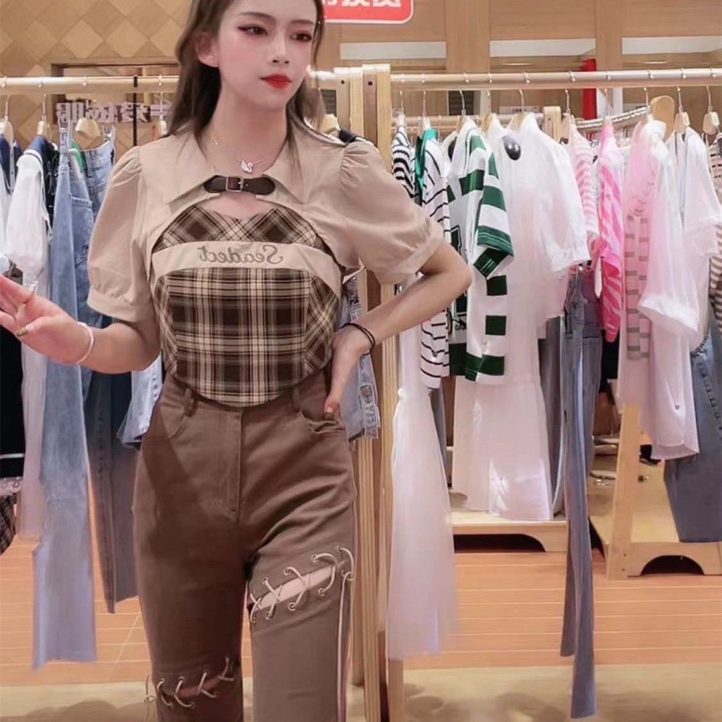 Áo Sơ Mi Ngắn Mỏng Phong Cách Phương Tây Thời Trang Mùa Hè Mới 2022