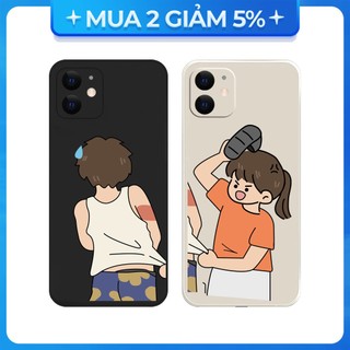 Ốp Lưng iPhone 11/14 Pro Max/15 Pro Max/16 Pro Max/17 Pro Max TPU Cạnh Vuông Hình Ốp Căp BST6