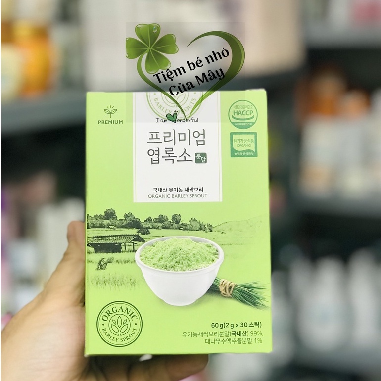 BỘT DIỆP LỤC HÀN QUỐC ORGANIC BARLEY SPROUTS POWDER 60G HỘP 30 GÓI