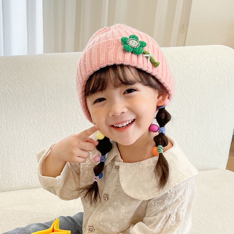 Mũ Len Dày Dặn Màu Sắc Ngọt Ngào Dễ Thương Cho Bé Gái