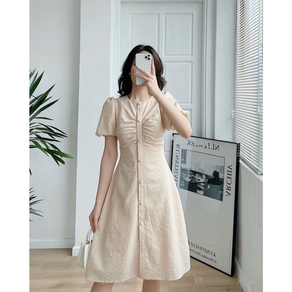 ĐẦM NỮ CỔ TRÒN NÚT BỌC D51