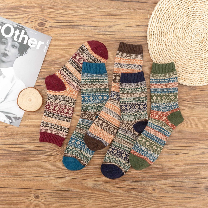 Đôi tất chân ECMLN vải cotton pha dày giữ ấm mùa đông thời trang cho nữ