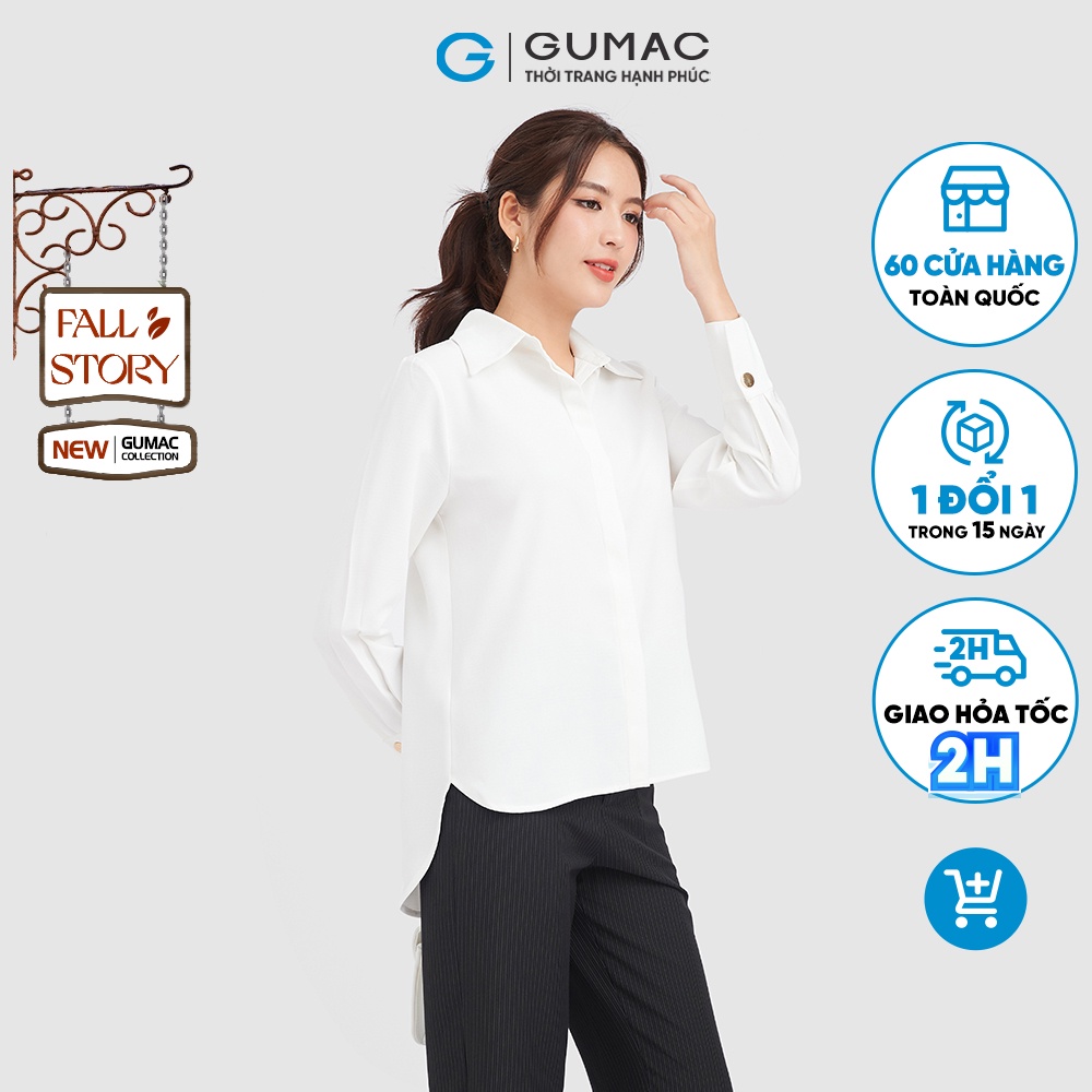 Áo sơ mi nữ công sở GUMAC màu trắng AC09029